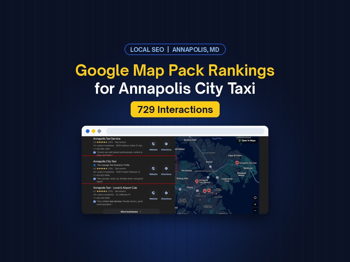 Google Map Pack Rankings for Annapolis City Taxi