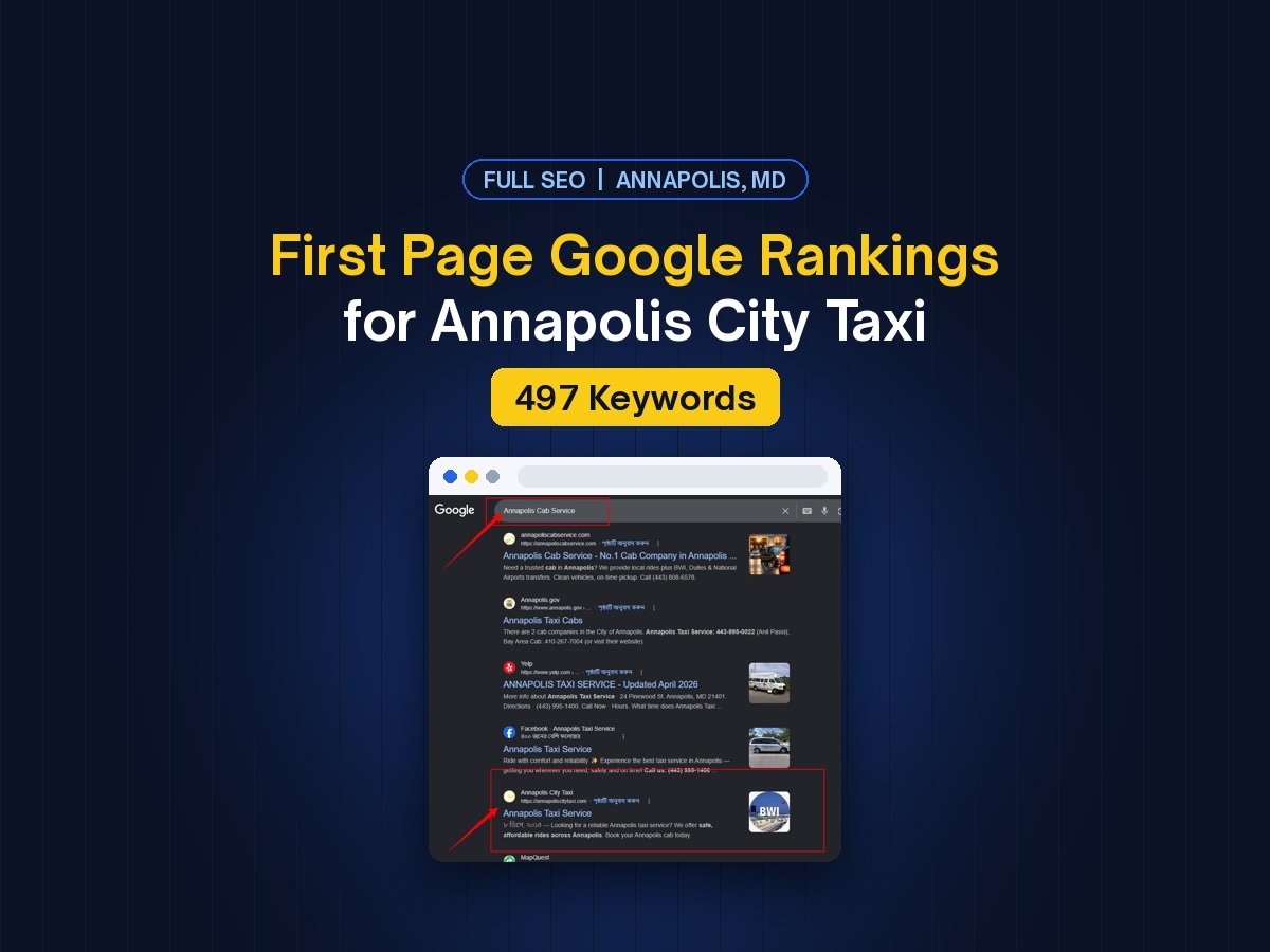 First Page Google Rankings for Annapolis City Taxi